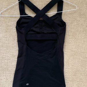 Lululemon | Strappy Black Workout Top | Built in Bra | Size 2